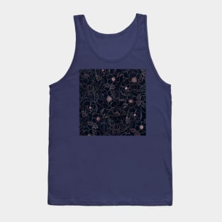 Elegant Blue Rose Gold Roses Floral Line art Tank Top